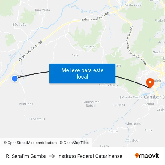 R. Serafim Gamba to Instituto Federal Catarinense map