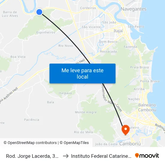 Rod. Jorge Lacerda, 3573 to Instituto Federal Catarinense map