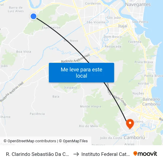 R. Clarindo Sebastião Da Cunha, 1523 to Instituto Federal Catarinense map