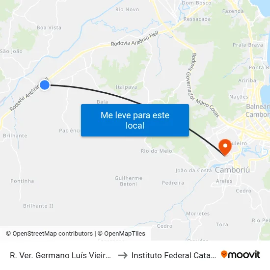 R. Ver. Germano Luís Vieira, 5720 B to Instituto Federal Catarinense map