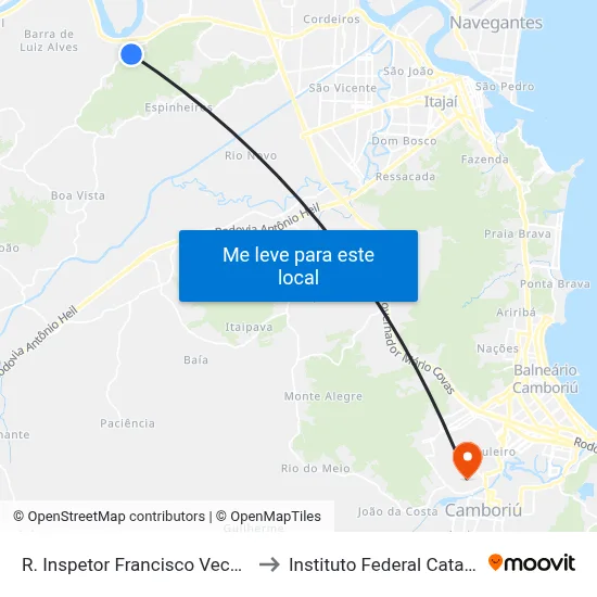 R. Inspetor Francisco Vechani, 852 to Instituto Federal Catarinense map