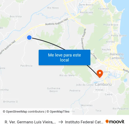 R. Ver. Germano Luís Vieira, 2924-3042 to Instituto Federal Catarinense map