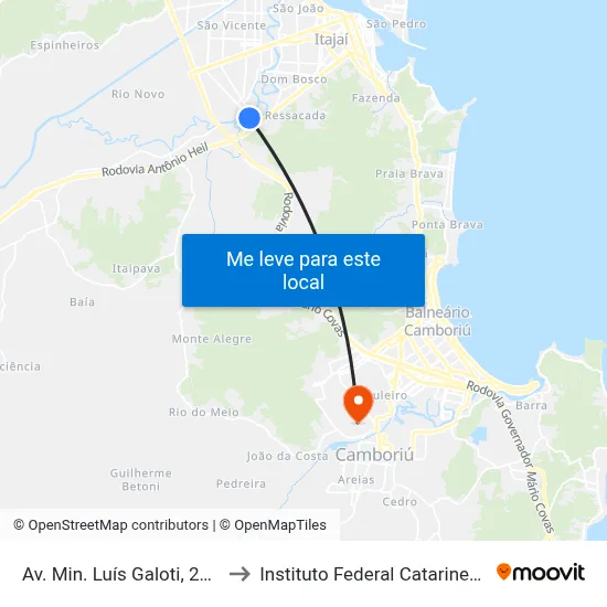 Av. Min. Luís Galoti, 2024 to Instituto Federal Catarinense map