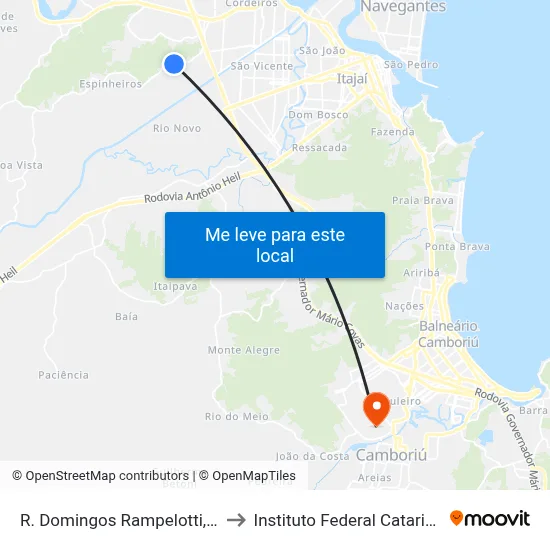 R. Domingos Rampelotti, 1141 to Instituto Federal Catarinense map