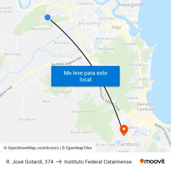 R. José Gotardi, 374 to Instituto Federal Catarinense map