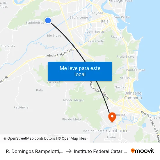 R. Domingos Rampelotti, 1811 to Instituto Federal Catarinense map
