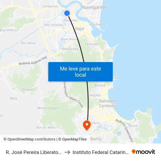 R. José Pereira Liberato, 193 to Instituto Federal Catarinense map