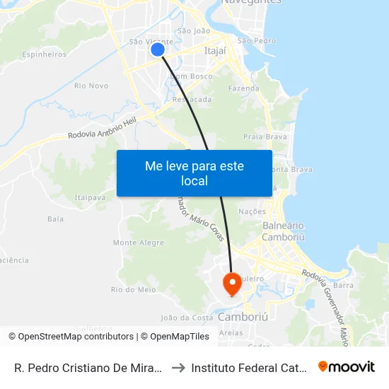 R. Pedro Cristiano De Miranda, 1257 to Instituto Federal Catarinense map