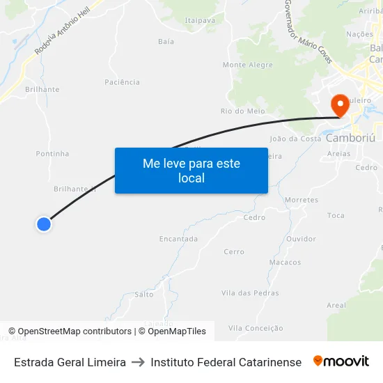 Estrada Geral Limeira to Instituto Federal Catarinense map