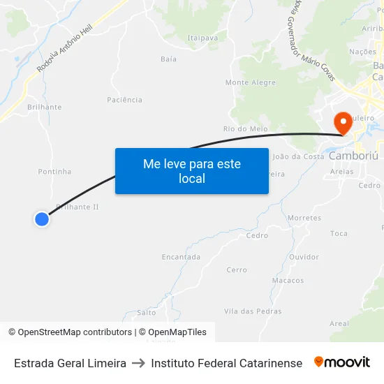 Estrada Geral Limeira to Instituto Federal Catarinense map