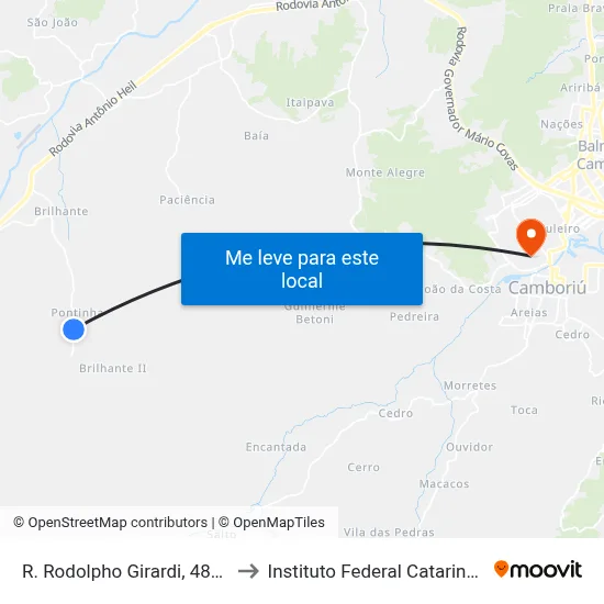 R. Rodolpho Girardi, 4883 A to Instituto Federal Catarinense map