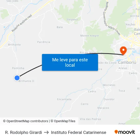R. Rodolpho Girardi to Instituto Federal Catarinense map