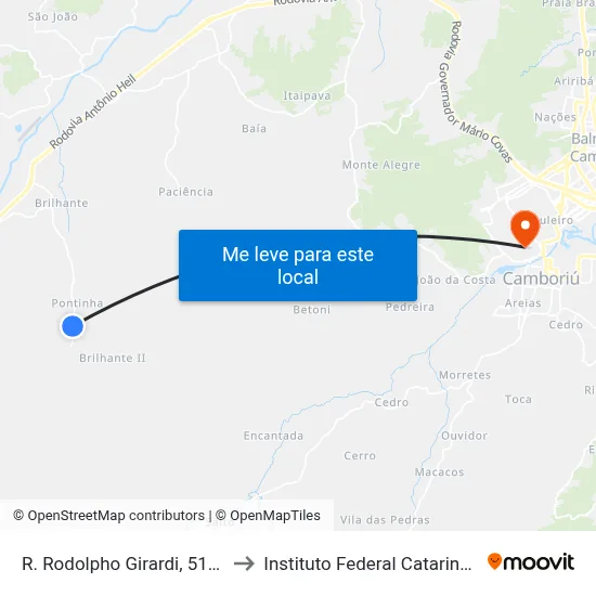 R. Rodolpho Girardi, 5160 B to Instituto Federal Catarinense map