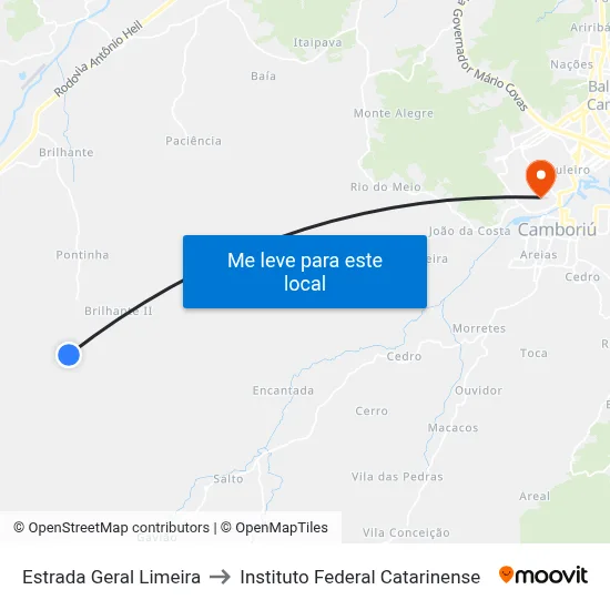 Estrada Geral Limeira to Instituto Federal Catarinense map