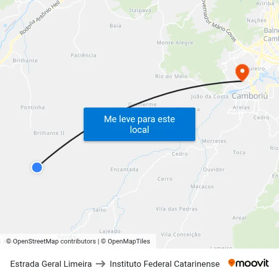 Estrada Geral Limeira to Instituto Federal Catarinense map