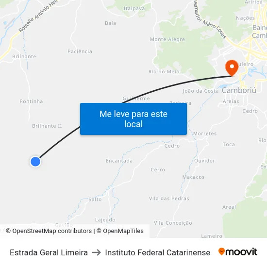 Estrada Geral Limeira to Instituto Federal Catarinense map