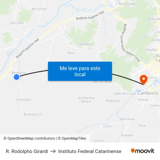 R. Rodolpho Girardi to Instituto Federal Catarinense map