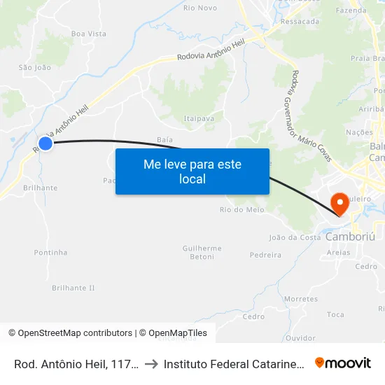 Rod. Antônio Heil, 11713 to Instituto Federal Catarinense map