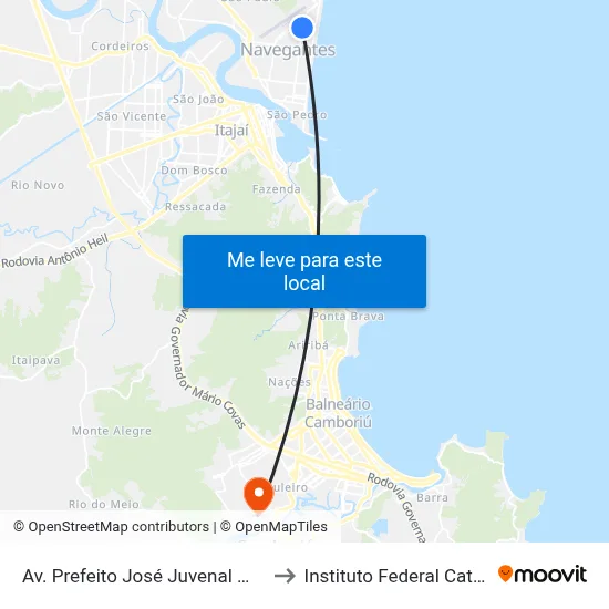 Av. Prefeito José Juvenal Mafra, 2255 to Instituto Federal Catarinense map