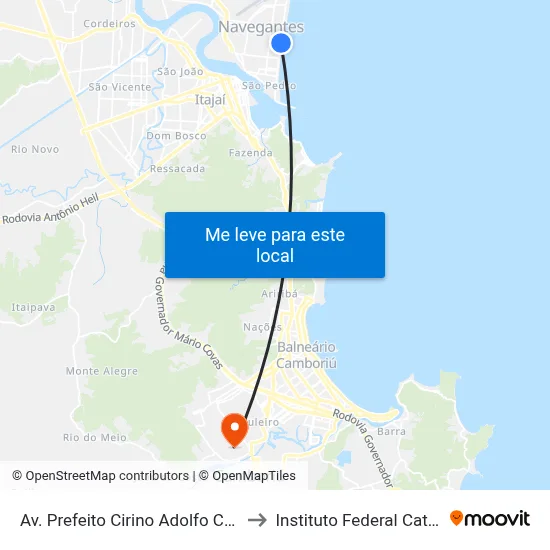 Av. Prefeito Cirino Adolfo Cabral, 1796 to Instituto Federal Catarinense map
