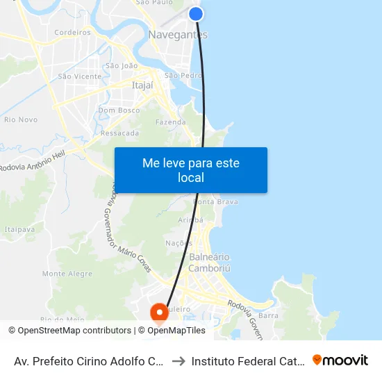 Av. Prefeito Cirino Adolfo Cabral, 3378 to Instituto Federal Catarinense map
