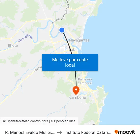 R. Manoel Evaldo Müller, 2962 to Instituto Federal Catarinense map