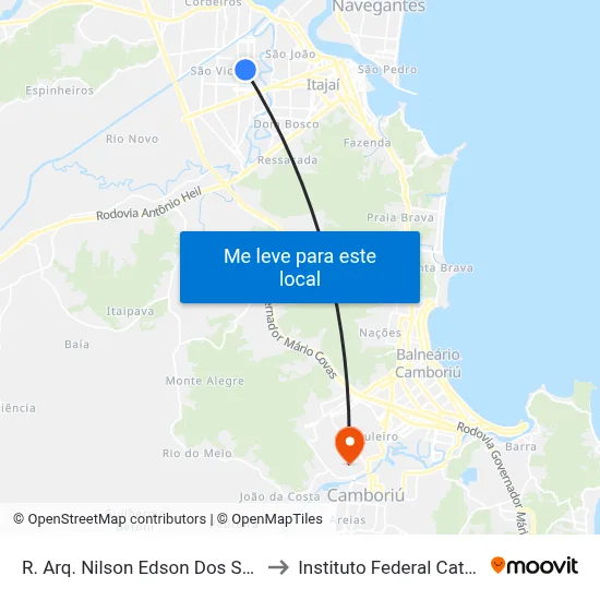R. Arq. Nilson Edson Dos Santos, 257 to Instituto Federal Catarinense map