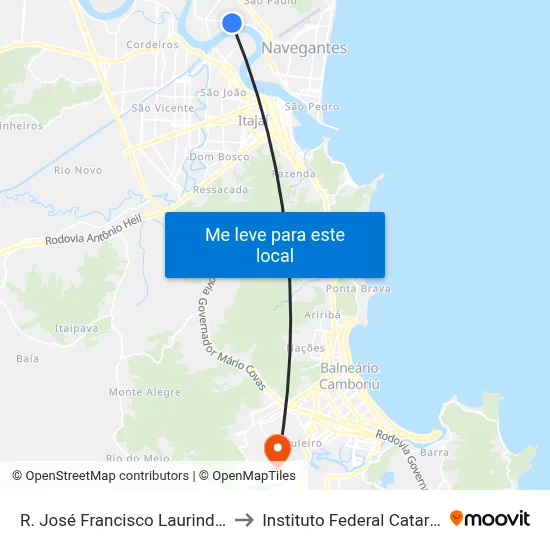 R. José Francisco Laurindo, 1337 to Instituto Federal Catarinense map