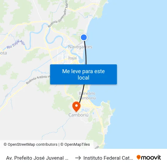 Av. Prefeito José Juvenal Mafra, 1912 to Instituto Federal Catarinense map