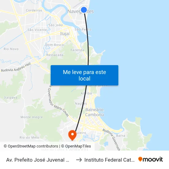 Av. Prefeito José Juvenal Mafra, 1804 to Instituto Federal Catarinense map
