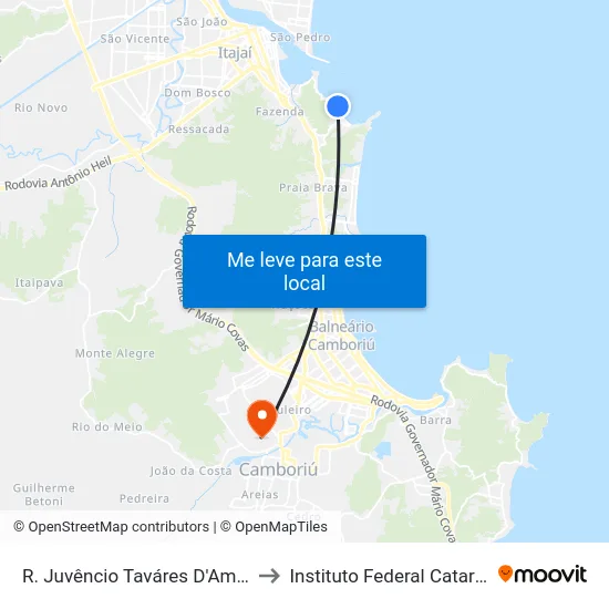 R. Juvêncio Taváres D'Amaral, 20 to Instituto Federal Catarinense map