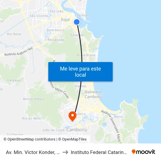 Av. Min. Victor Konder, 466 to Instituto Federal Catarinense map
