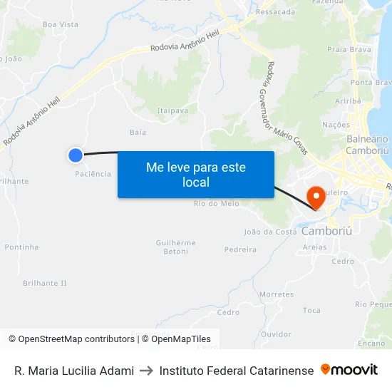 R. Maria Lucilia Adami to Instituto Federal Catarinense map