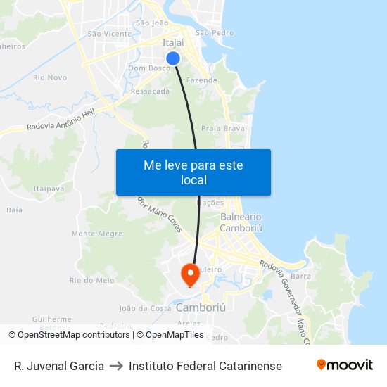 R. Juvenal Garcia to Instituto Federal Catarinense map