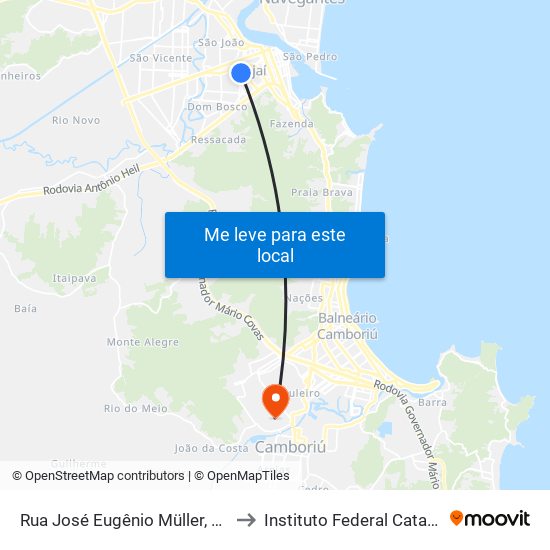 Rua José Eugênio Müller, 800-836 to Instituto Federal Catarinense map