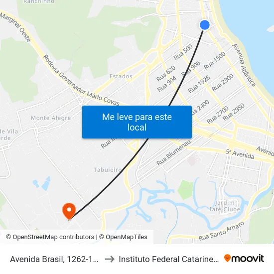 Avenida Brasil, 1262-1298 to Instituto Federal Catarinense map