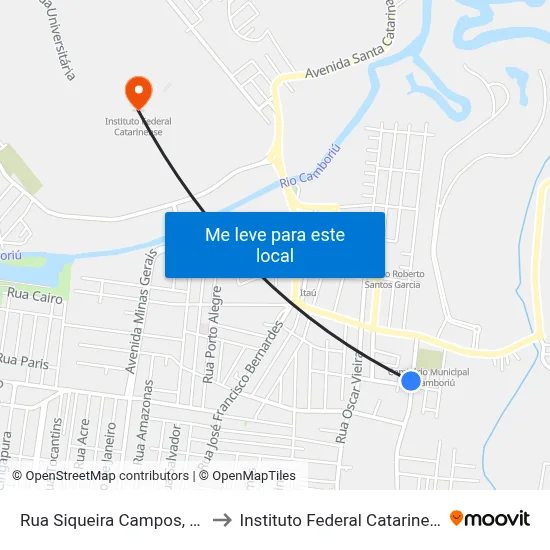Rua Siqueira Campos, 172 to Instituto Federal Catarinense map