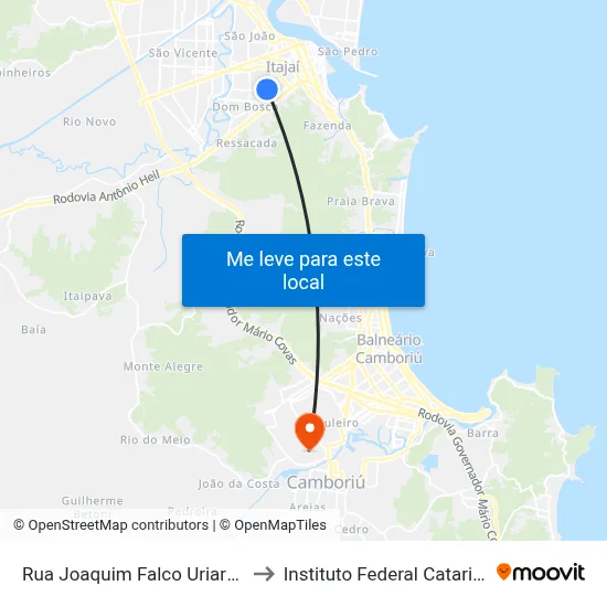 Rua Joaquim Falco Uriarte, 107 to Instituto Federal Catarinense map