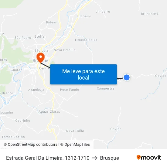 Estrada Geral Da Limeira, 1312-1710 to Brusque map