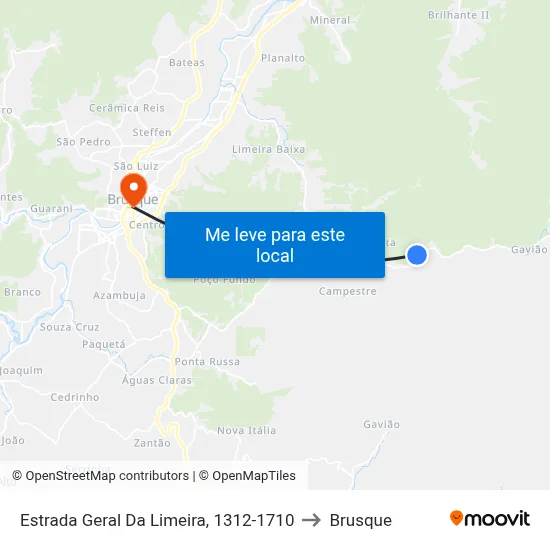 Estrada Geral Da Limeira, 1312-1710 to Brusque map