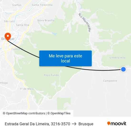 Estrada Geral Da Limeira, 3216-3570 to Brusque map