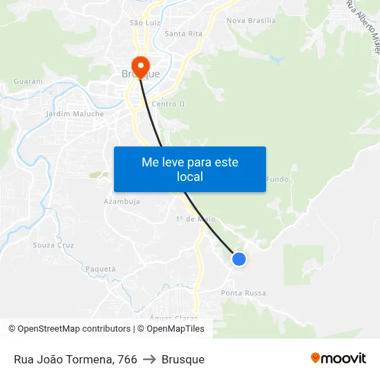 Rua João Tormena, 766 to Brusque map