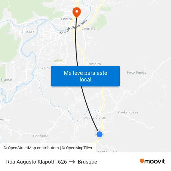 Rua Augusto Klapoth, 626 to Brusque map