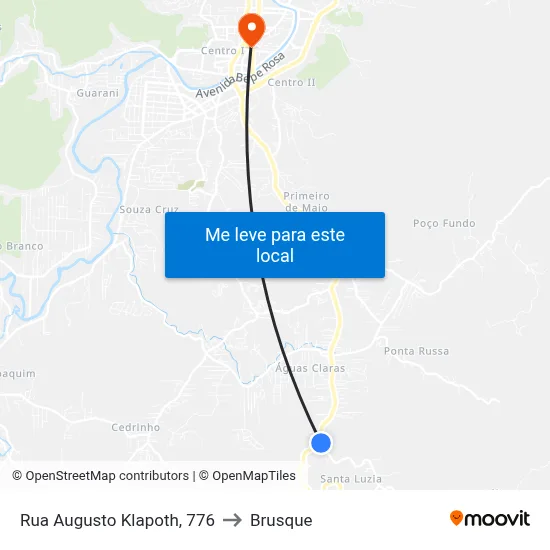 Rua Augusto Klapoth, 776 to Brusque map