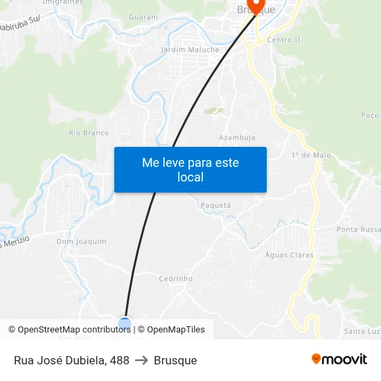 Rua José Dubiela, 488 to Brusque map