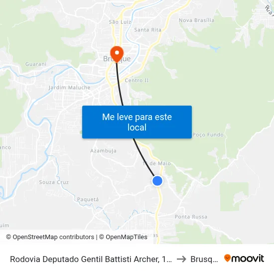Rodovia Deputado Gentil Battisti Archer, 1298 to Brusque map