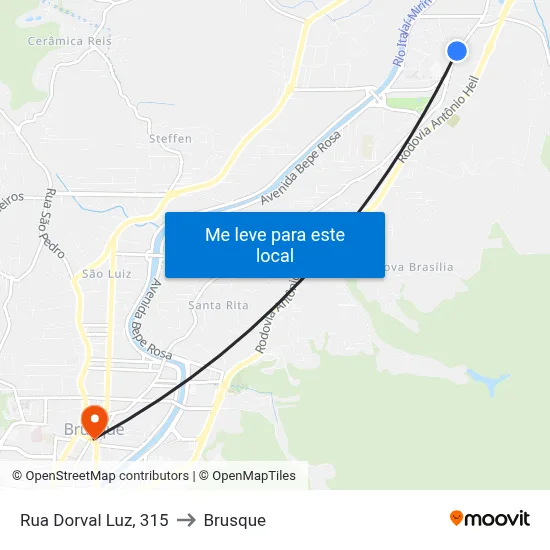 Rua Dorval Luz, 315 to Brusque map
