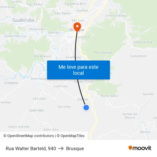 Rua Walter Barteld, 940 to Brusque map