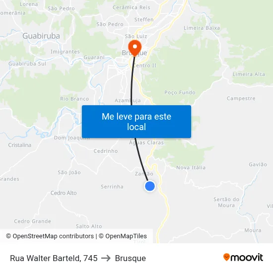 Rua Walter Barteld, 745 to Brusque map