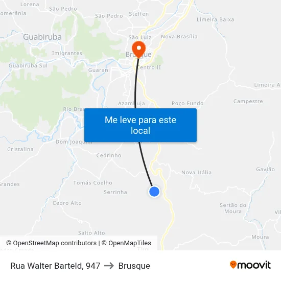 Rua Walter Barteld, 947 to Brusque map
